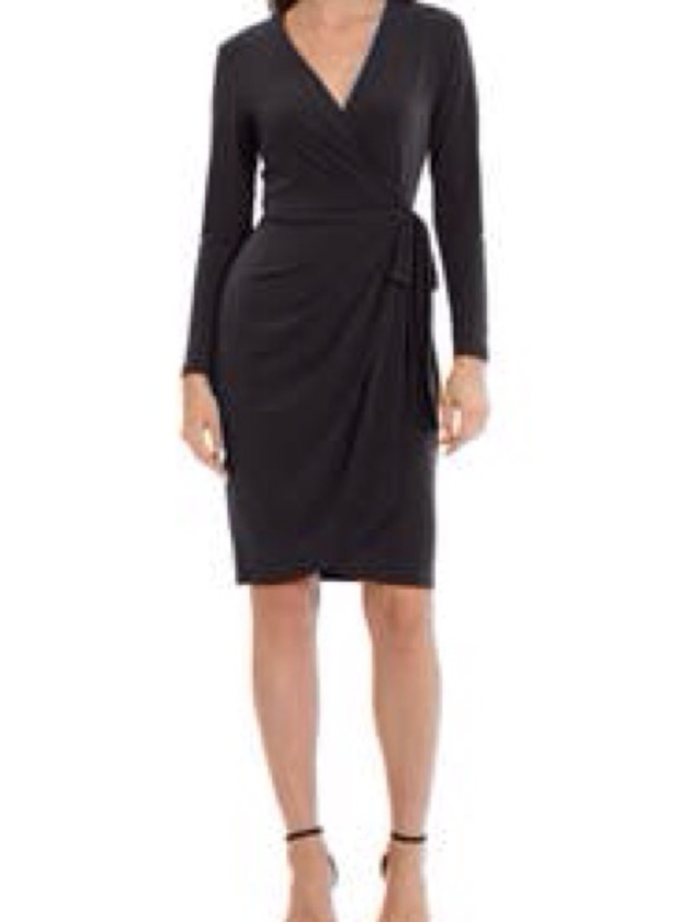 Maggy London Black Long-Sleeve Wrap Dress